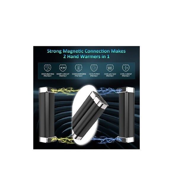 Rechargeable Hand Warmer with Portable Charger Black 3 Heating Levels - Picture 7 of 8